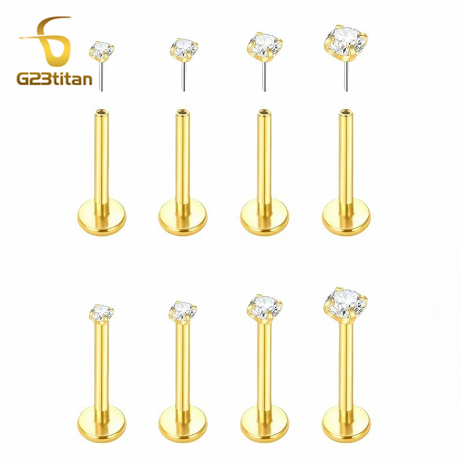 2 peças Piercings de Titânio G - Flat Back Labret Stud avaliação e preço