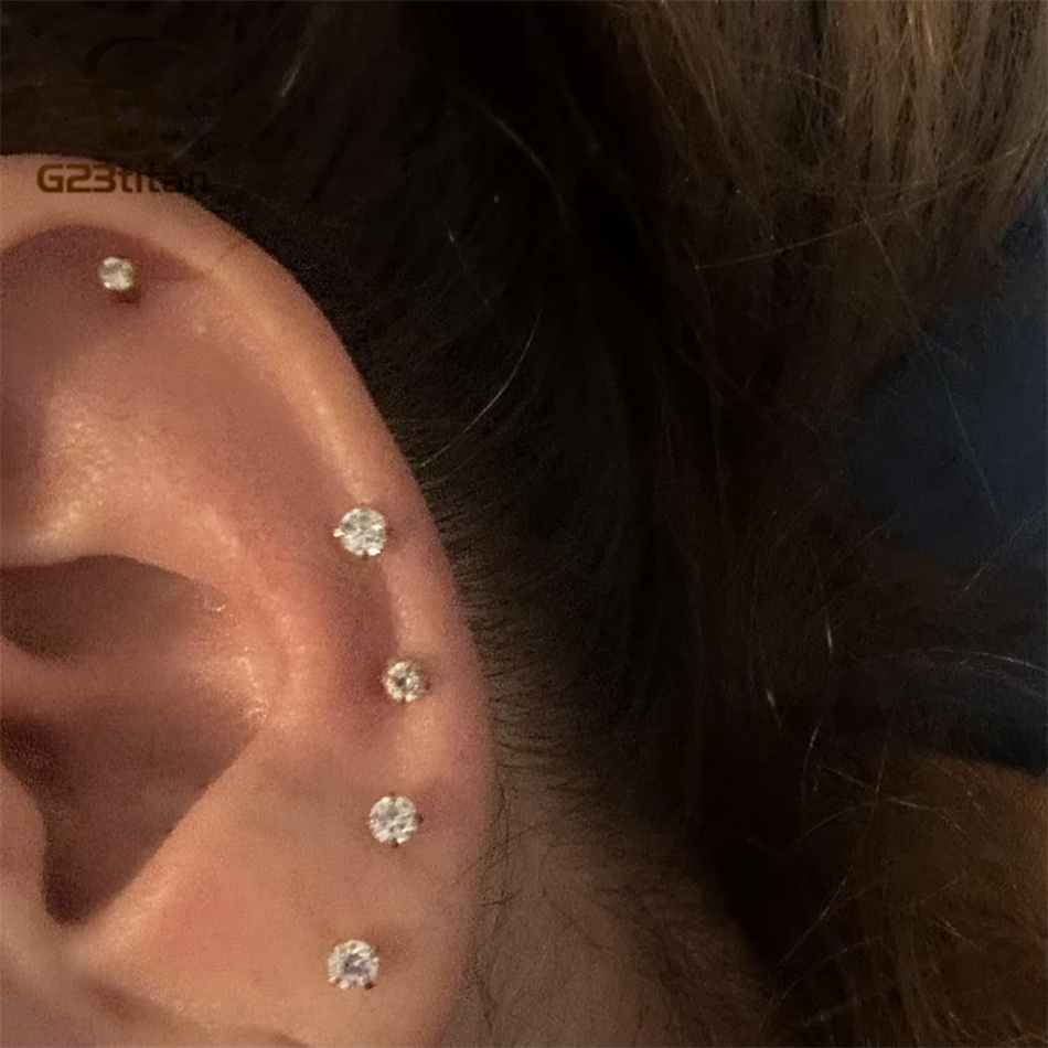 2 peças Piercings de Titânio G - Flat Back Labret Stud avaliação e preço