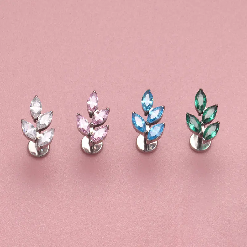 G23 titânio gem cz orelha conc - Body Jewelry Internally Threaded avaliação e preço