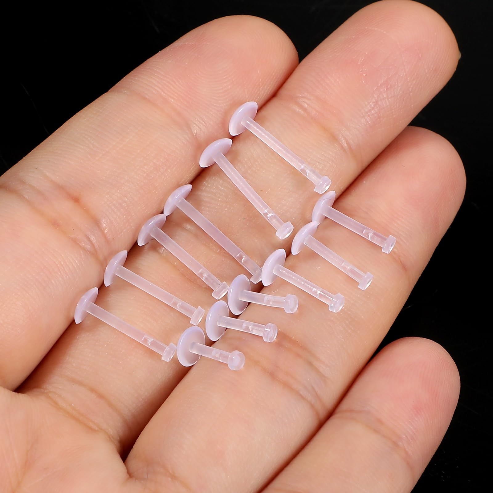 12 PCs Flat Back Brincos claro - Flat Back Labret Stud avaliação e preço