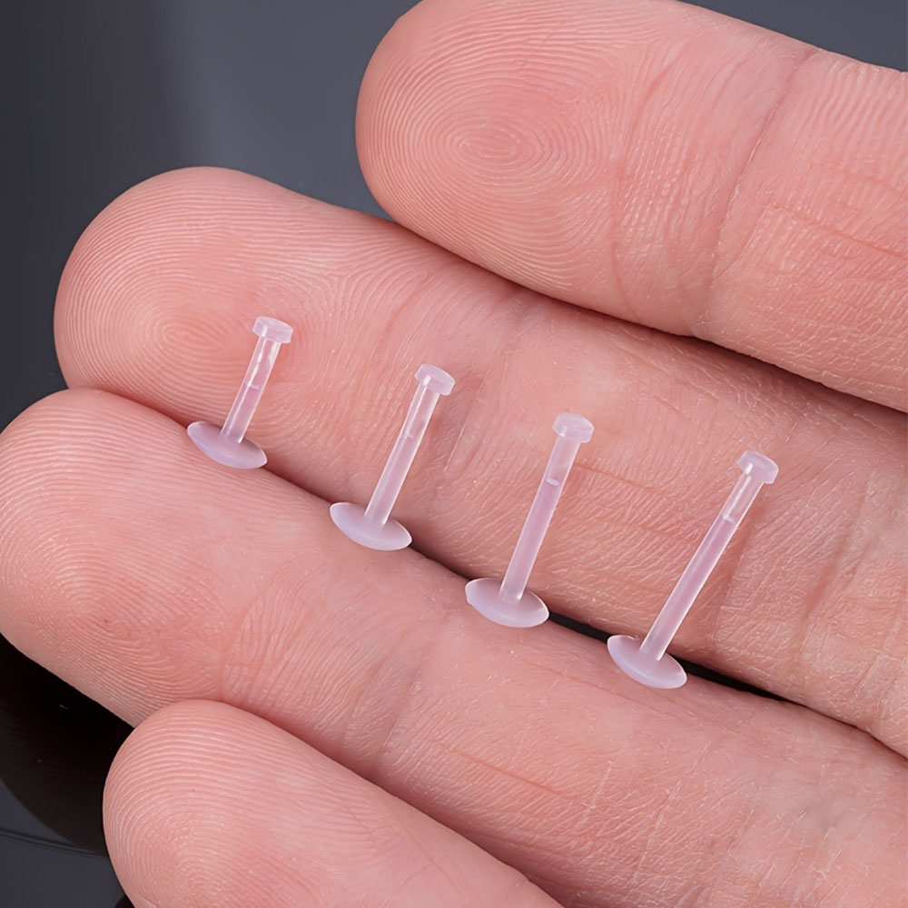 12 PCs Flat Back Brincos claro - Flat Back Labret Stud avaliação e preço