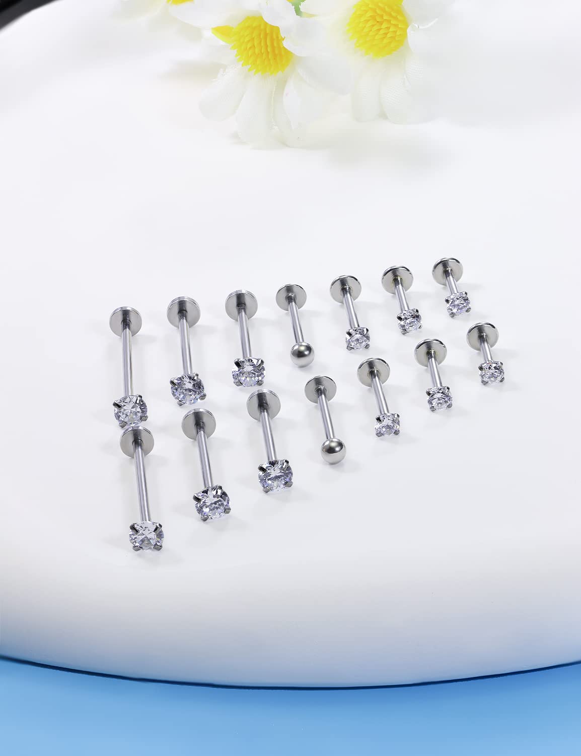 16G Tamanhos Diferentes Flat B - Flat Back Labret Stud avaliação e preço