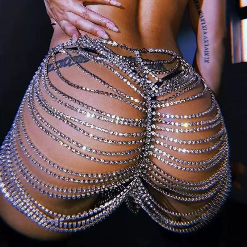 1pcsexy moda strass bunda saia - Body Jewelry Dress avaliação e preço