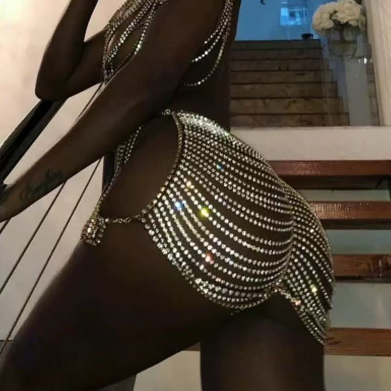 1pcsexy moda strass bunda saia - Body Jewelry Dress avaliação e preço